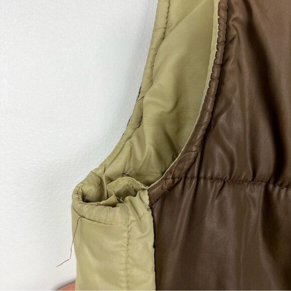 Ski Lift It Brown and Beige Zip Up Vintage Puffer Vest Women Size M - Picture 11 of 14